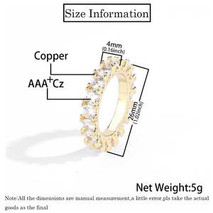 Bague Hip Hop pour homme en zircon 4 mm à une rangée, bague tendance de marque personnalisée, bague de couple Hip Hop - Product Image 6