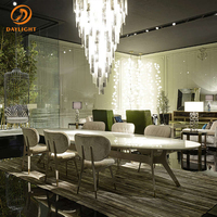 Ensemble de table à manger en marbre de style européen de luxe, table à manger et chaises modernes avec base en acier inoxydable