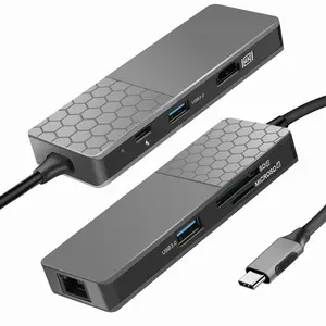 Typ c multifunktionaler USB-Hub 7 in 1 USB C zu Gigabit Ethernet RJ45 Hub Multiport-Adapter mit SD/TF-Karten-Slots