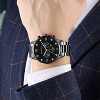 Montre-bracelet de luxe 3 pièces pour homme, style sport et affaires, à quartz, grand cadran, avec ancre, gouvernail et calendrier, bracelet de 20 mm, idéale comme cadeau de bienvenue