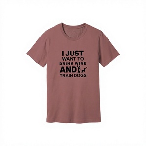 Camiseta de manga corta para hombre, cuello redondo, corte holgado, informal, ecológica, de tela Oxford, poliéster/algodón, con estampado de perros y la frase 'I Just Want Drink Wine'. - Product Image 3