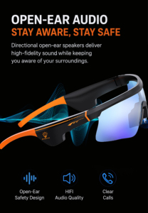 Gafas de Ciclismo Inteligentes V20 con Audio, Campo de Sonido Abierto, Llamadas HD, Control por Voz, Ligeras, ABS+PC, Unisex, Visera Antivaho - Product Image 3