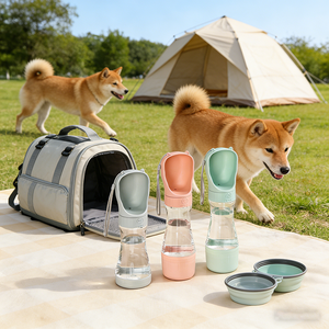 Botella de Agua Portátil para Perros con Contenedor de Comida, Dispensador de Agua para Mascotas a Prueba de Fugas para Viajes - Product Image 1