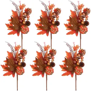 EAGLEGIFTS 6 paquets citrouilles artificielles chute pics floraux thanksgiving automne décorations
