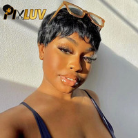 Cabello Humano Virgen Indio Natural al por Mayor, Corto para Pelucas de Encaje HD sin Pegamento para Mujeres Negras, Liso