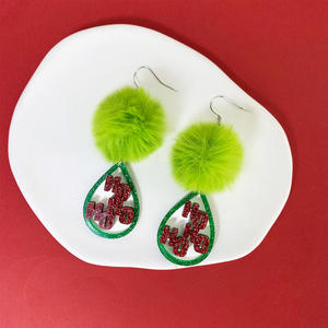 Modernos Pendientes Personalizados con Estampado de Hipopótamo y Leopardo, Pendientes Colgantes de Madera Plateados con Diseño de Árbol de Navidad para Fiestas - Product Image 2