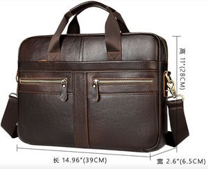 Bolsos de Hombro de Cuero Vacuno Genuino Andong, Maletines para Hombre, Bolsa de Mensajero para Portátil de 14 Pulgadas, Gran Capacidad, para Negocios - Product Image 4