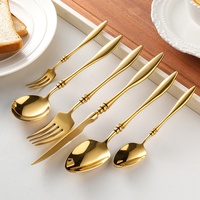 Yousumei Ensemble de couverts de luxe léger de style occidental en acier inoxydable 304, finition polie, design créatif haut de gamme, comprenant couteau à steak, fourchette et cuillère