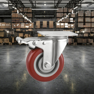 Roue pivotante industrielle en polyuréthane de 2,5 pouces avec frein pour chariot, chariot à roulettes, flight case, boîte à outils <span class=keywords><strong>CMCL</strong></span> - Product Image 2