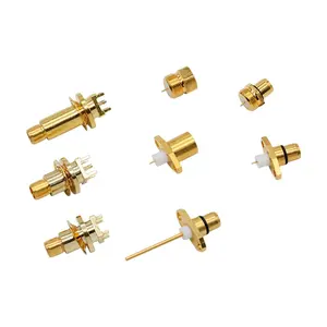 High Precision Brass Plated Single Core 1 Pin BMA PCB Panel Mount RF Connectors BMA Male Connector