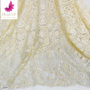 HY1362 gran oferta nuevo africano pesado hecho a mano con cuentas guipur tela de encaje <span class=keywords><strong>lentejuelas</strong></span> perla bordado <span class=keywords><strong>vestido</strong></span> de encaje Aso Ebi - Product Image 1