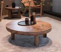 Table basse en bois massif nordique, style moderne simple rétro, table à thé en bois de designer, petite table à thé pour salon, table à thé ronde pour la maison