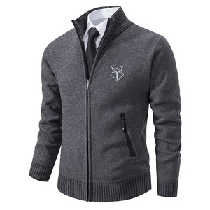All'ingrosso maglione da uomo <span class=keywords><strong>Cardigan</strong></span> per maglieria <span class=keywords><strong>Slim</strong></span> Fit con risvolto spessa giacca calda abbigliamento - Product Image 2