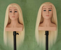 Tête de mannequin en cheveux humains blonds longs avec épaules pour la formation professionnelle des coiffeurs, pratique de la coiffure, formation au tressage, mannequin