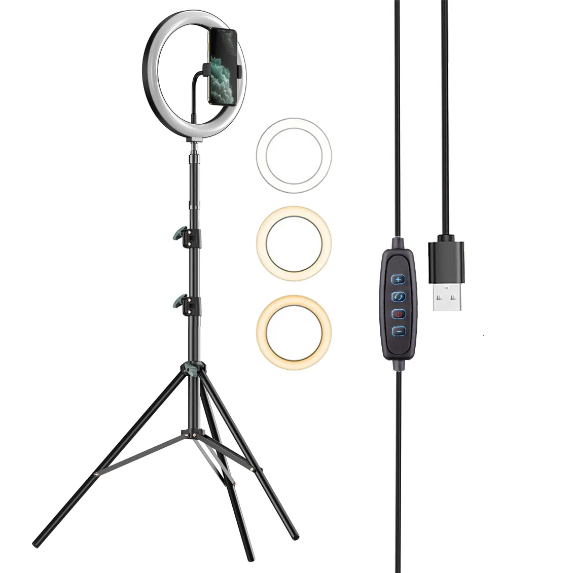 Bestseller Mobiele Fotografie Accessoires Led 10 "Selfie Ringlamp Met Verstelbare Statief 2.1M