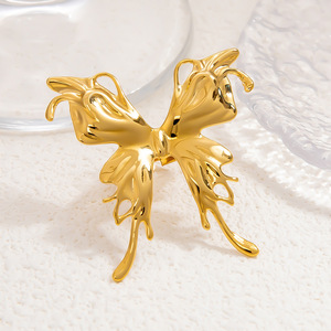 Bague papillon en acier inoxydable, ouverte, pour l'index, bijou fantaisie, accessoire de fête pour femme - Product Image 2