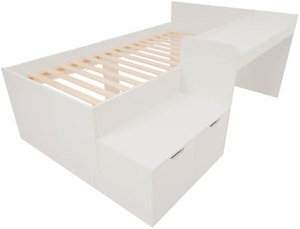 Letto a capanna in legno <span class=keywords><strong>con</strong></span> cassetti e mensole aperte, letto contenitore <span class=keywords><strong>con</strong></span> scaletta e sponde di sicurezza complete - Product Image 5