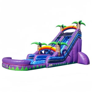 Tobogán acuático inflable de PVC púrpura comercial de doble carril para fiestas al aire libre Parque deportivo Diversiones Trampoline Park Rainbow - Product Image 6