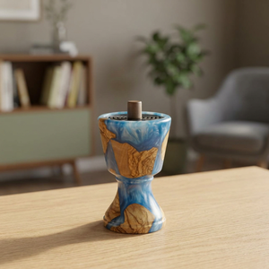 Handmade Wood Resin Inlay Incense Burner Aromatic Diffuser All-Season Decorative Holder <b>Sandalwood</b> Material Home Decor Mubkharah - Product Image 1