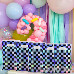 Checkerboard Laser <b>Rainbow</b> Gift <b>Bags</b> 24x16cm Plastic Birthday Party Supplies Candy Tote <b>Bags</b> - Product Image 3