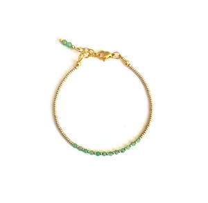 Zooying Adjustable <strong>Emerald</strong> and Seed <strong>Beads</strong> Skinny Gem Birthstone Bracelet for Women - Product Image 6