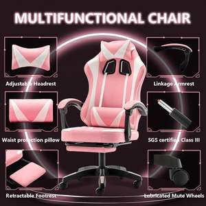 Hochwertige rosa Gaming Stuhl <span class=keywords><strong>Massage</strong></span> faltbare Eigenschaften Liegende niedrige billige Nylon basis PC Bürostuhl Mädchen Beliebte <span class=keywords><strong>Pakistan</strong></span> - Product Image 3
