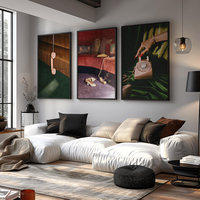 HAOWAI OEMODM 3pcs Set Poster Fashion Mewah, 3 Cetakan Fashion Mewah, Seni Dinding Desainer, Dekorasi Hypebeast, Seni Dinding Gadis Keren