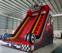 Château gonflable géant sur le thème de la course automobile, taille personnalisable, rouge, facile à installer, pour enfants et adultes, marque Reddy