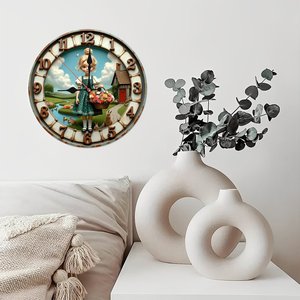 Round Wooden Wall <b>Clock</b> 25x25Cm Silent Non Ticking For Living Room Home Decor - Product Image 2