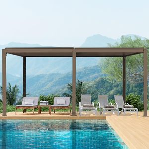 Pérgola con Recubrimiento de Polvo de Aluminio con Techo Ajustable, Gazebo de 3x4m de Grado Comercial para Patio y Balcón - Product Image 3