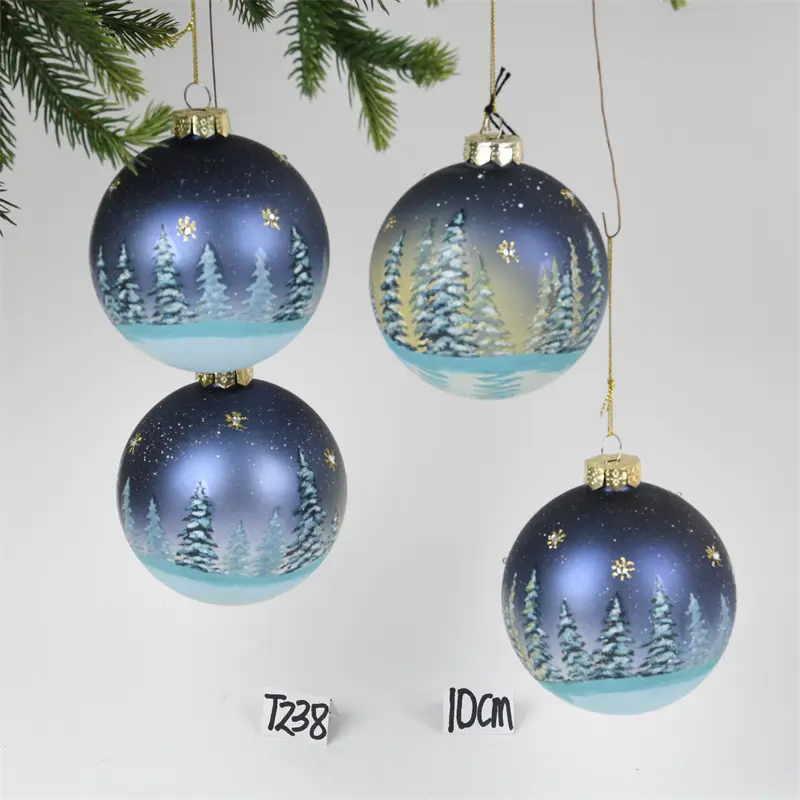 Popular Festive Gift Glass Christmas Tree Hanging Decorations Design Starry Sky Collections Christmas Glass Ball Ornament