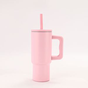 <b>40oz</b> H4.0 <b>Handle</b> Travel Car Mug Vacuum <b>Tumbler</b> Lid Straw Non-Slip ODM OEM Custom Color - Product Image 2