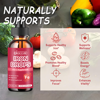 Supplément de fer avec de la vitamine C, B12, acide folique-Supplément de gouttes liquides à haute puissance pour les globules rouges, constructeur de sang