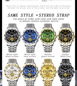 Montre-bracelet de luxe à quartz <span class=keywords><strong>B</strong></span> 1236 pour homme, étanche, cadran lumineux, acier inoxydable 43 mm, design élégant et tendance - Product Image 3