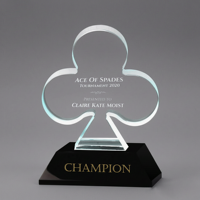 Edel Fabrikant Op Maat Gemaakt Kristallen Glazen Spade Trofee Prijs Gepersonaliseerde Poker Casino Toernooi Prijs met Gegraveerd Logo Awards