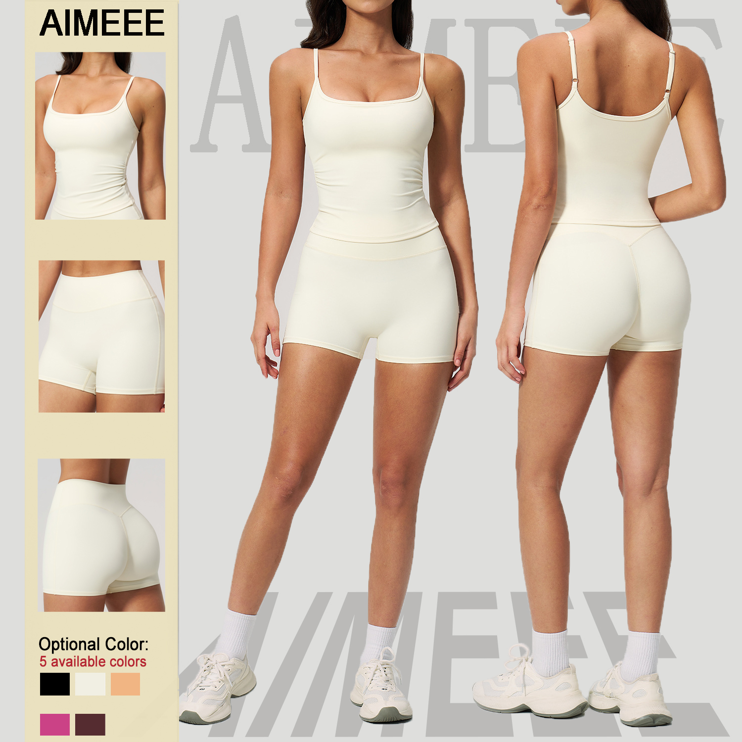 Gym Wear Thin Shoulder Strap Quick Drying with Chest Sports Wear High Waist Yoga Shorts Set Women's Custom Two-piece Set