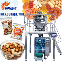Mesin pengemas camilan otomatis, multifungsi: kacang campur, kacang tanah, keripik pisang, permen, gummy bear