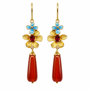 Conjunto de joyería UM Jewelry 925 Sliver Ruby Glow y ágata roja Kingfisher y piedras preciosas de color rojo rubí cultivadas en laboratorio (pendientes + colgante) - Product Image 3