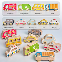 Juego de Coches de Juguete de Madera con Estante de Almacenamiento, Juguete Educativo Montessori, Vehículo de Juguete, Juego de Tren de Madera para Niños Pequeños y Preescolares, OEM ODM