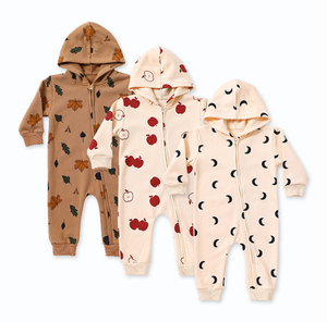 Hongbo tute neonate personalizzate per bambini e bambine autunno doppia cerniera Onsie tutine per bambini con cappuccio - Product Image 2