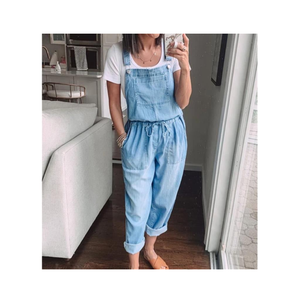 Good Quality Wide Female Denim Pants Drawstring Lace-Up <b>Women's</b> Jeans Loose and Thin Jeans - Product Image 1