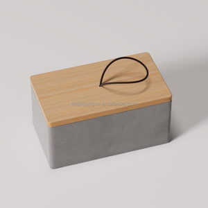 50oz nordique personnalisé ciment bougie Vesel bougeoir luxe vide pierre béton grand carré grands pots de bougie avec couvercle en bambou - Product Image 6