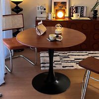 Table à manger ronde en bois durable et écologique, style nordique minimaliste, pieds en métal, pour petit appartement, 2 places, meubles de maison