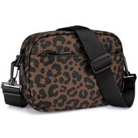 Tas Selempang Wanita Baru Bahan Nylon Anti Air Motif Leopard Kotak-kotak dengan Ritsleting