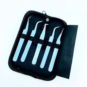 Pinzas Profesionales para Extensión de Pestañas de Color Azul Bebé, Personalizadas OEM, Aplicador de Pestañas con Punta Puntiaguda para Belleza - Product Image 1