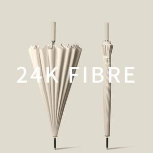 24 Rib Long Handled <b>Umbrella</b> Large Business Solid Color Wind Resistant Straight Shaft Reinforced Manual Open Sunny Rainy Use - Product Image 5