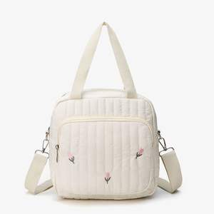 <span class=keywords><strong>Bolsa</strong></span> de <span class=keywords><strong>maternidad</strong></span> acolchada esponjosa para mamá materna, de algodón bordado bolso de hombro, bolso de mano para recién nacido, patrón de oso de peluche - Product Image 4