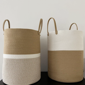 Panier de rangement à linge tissé pliant Offre Spéciale panier de couvertures en corde de coton pliable tissé pour le stockage et l'organisation à domicile - Product Image 1