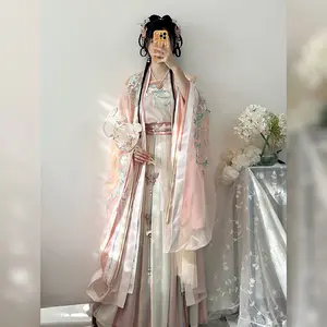 SUNNY Hanfu Falten rock mit großen Ärmeln und Halfter Stickerei Song Dynasty