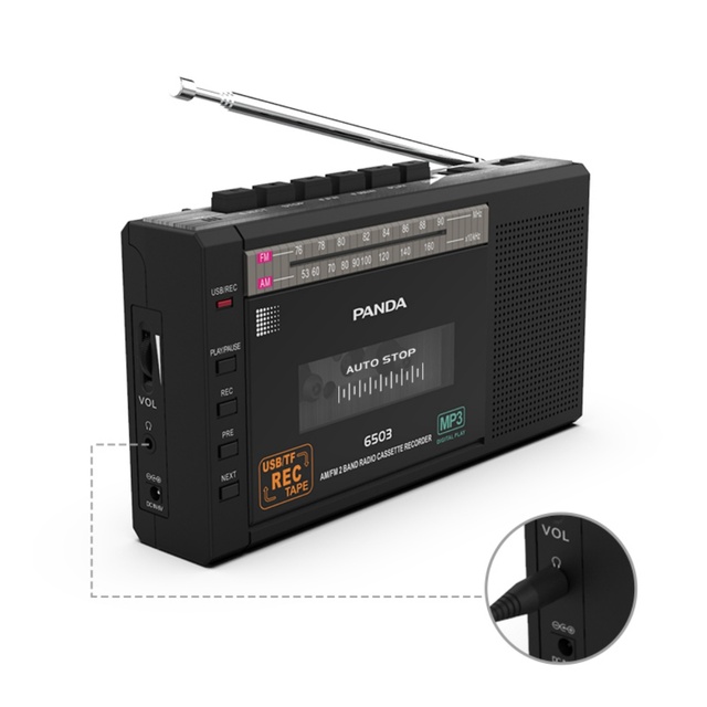 6503 Retro Portable AM FM Radio Cassette Player Recorder MP3 Converter USB TF Card Support Built-in Microphone Earphone Jack
